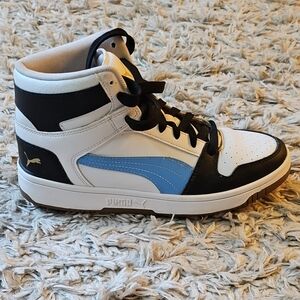 Puma Black and White High-Top Sneakers Retro Design